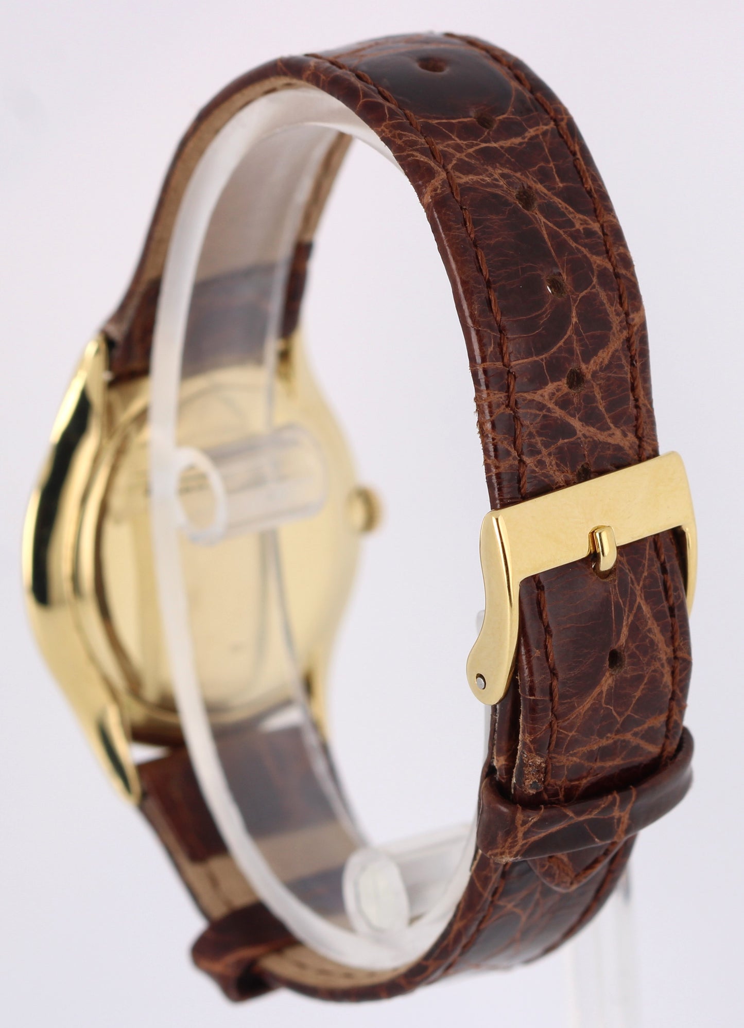 VINTAGE Patek Philippe Calatrava 18k Yellow Gold Silver 33mm 2507 Leather Watch