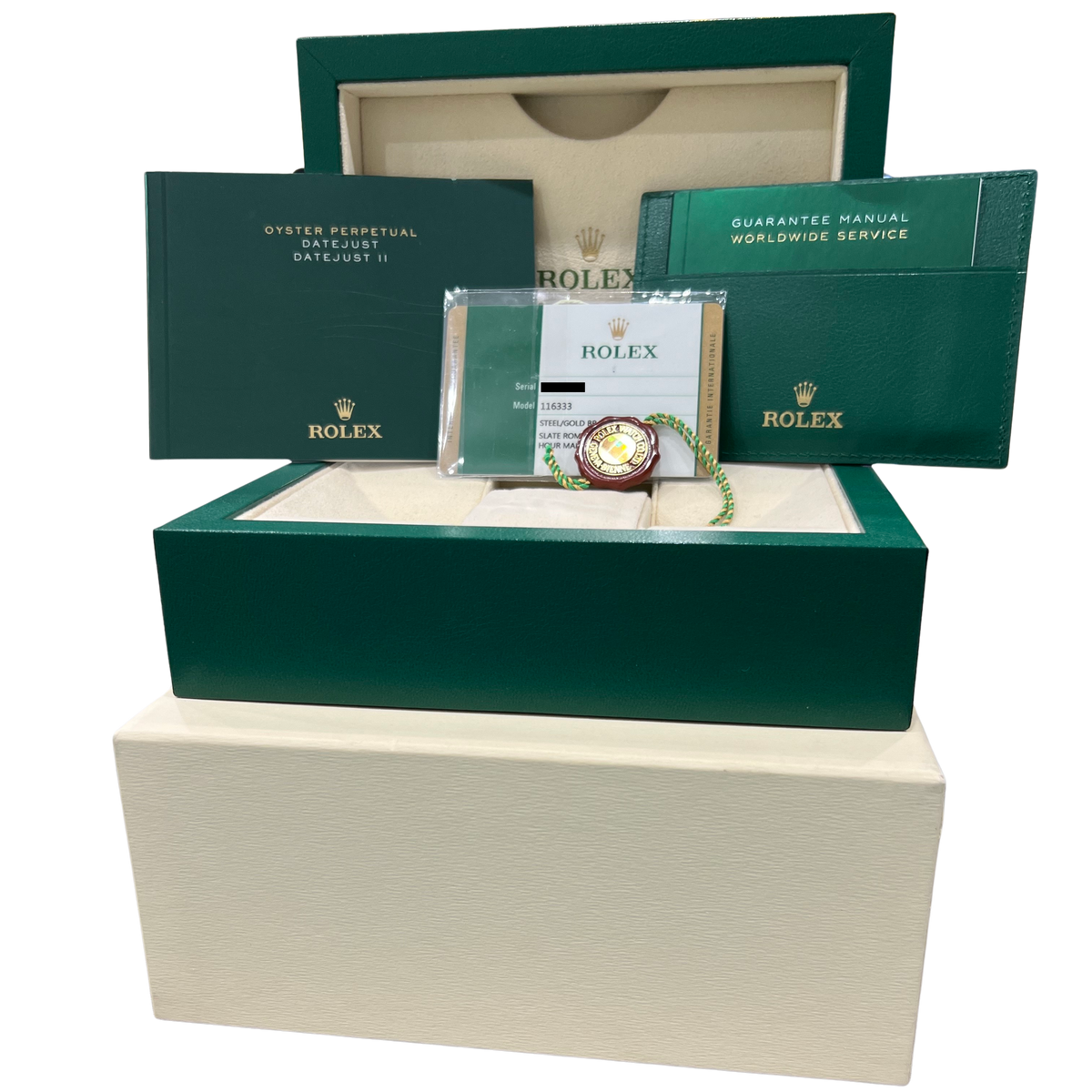 2015 Rolex DateJust II 116333 Wimbledon Two-Tone Gold 41mm Watch Box Papers