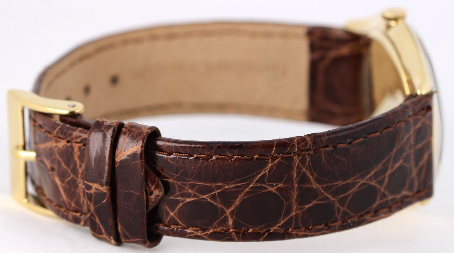 VINTAGE Patek Philippe Calatrava 18k Yellow Gold Silver 33mm 2507 Leather Watch