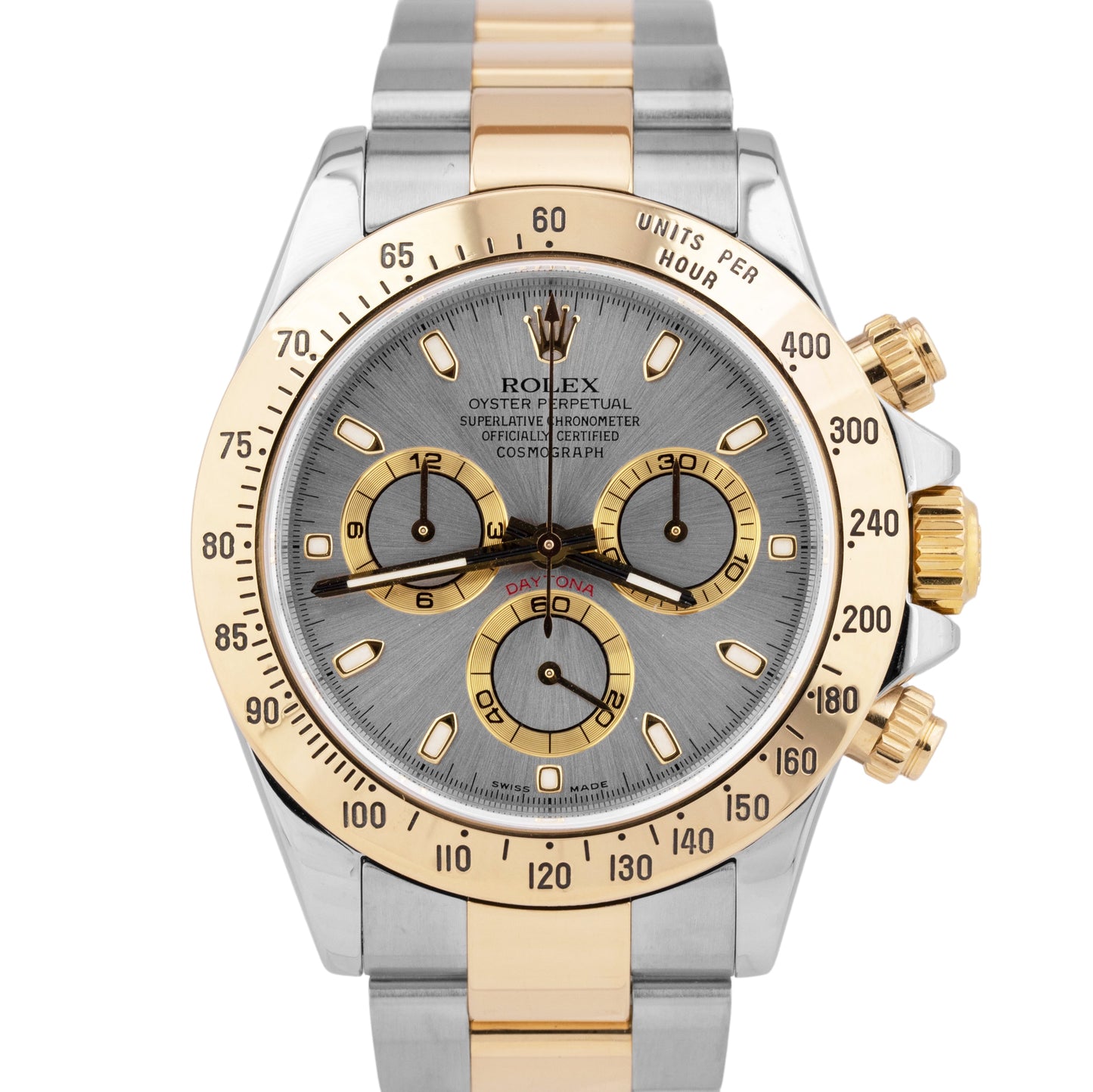 MINT Rolex Daytona Cosmograph 40mm SLATE 18K Yellow Gold Steel Watch 116523