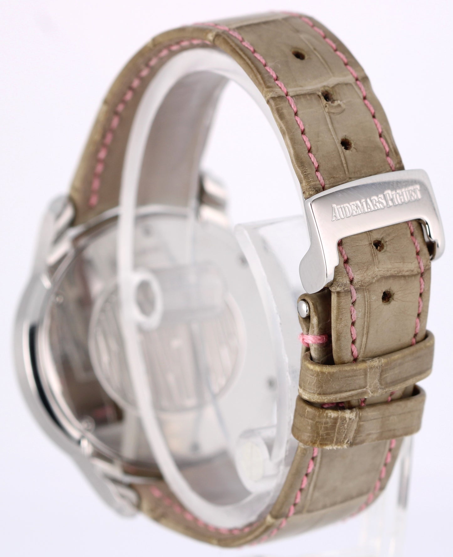 Audemars Piguet Millenary DIAMOND Steel Silver Pink 39.5mm 77301ST Leather Watch