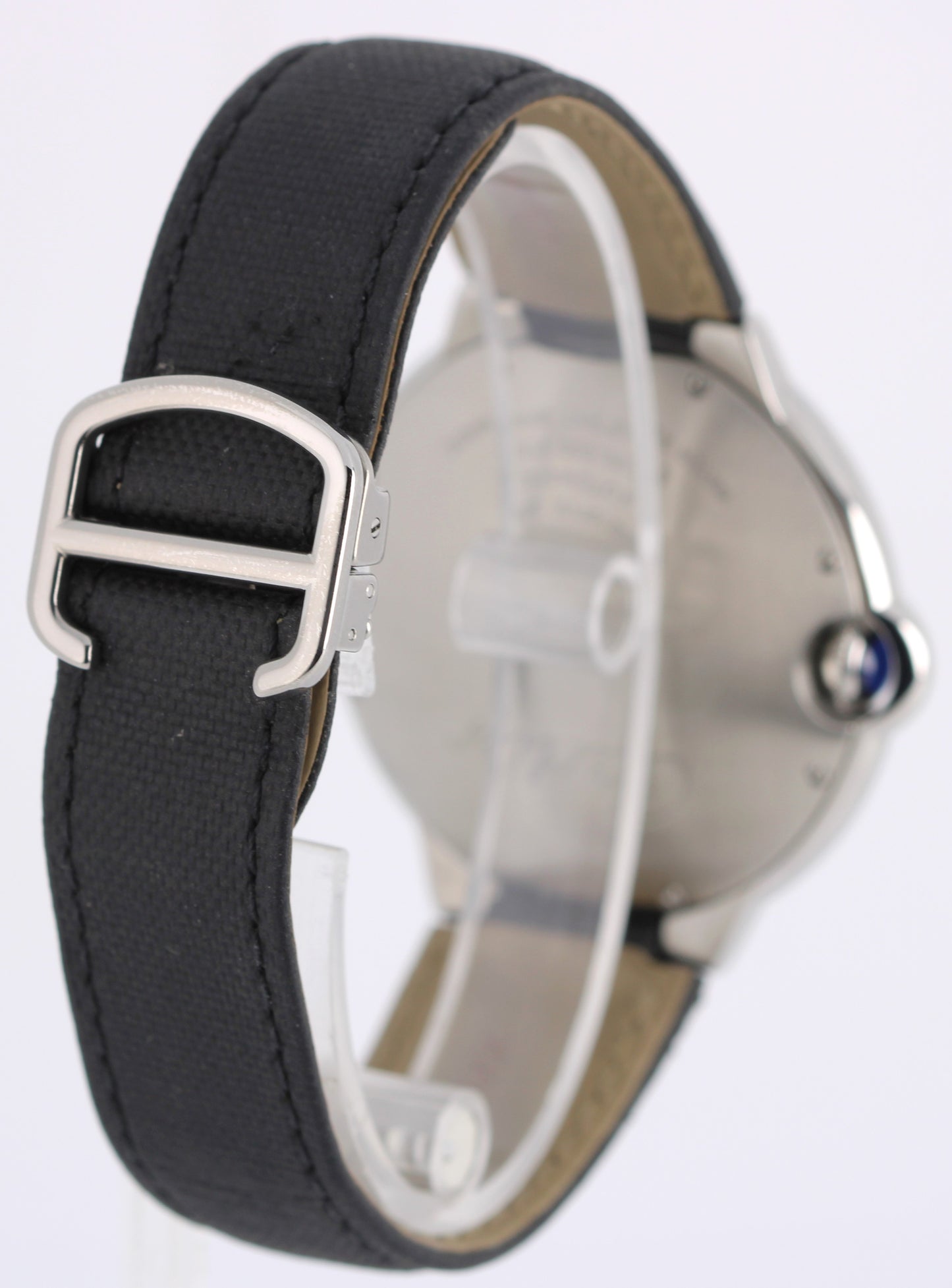 Cartier Ballon Bleu Steel Black Roman Numeral Guilloche 42mm 3765 Watch BOX