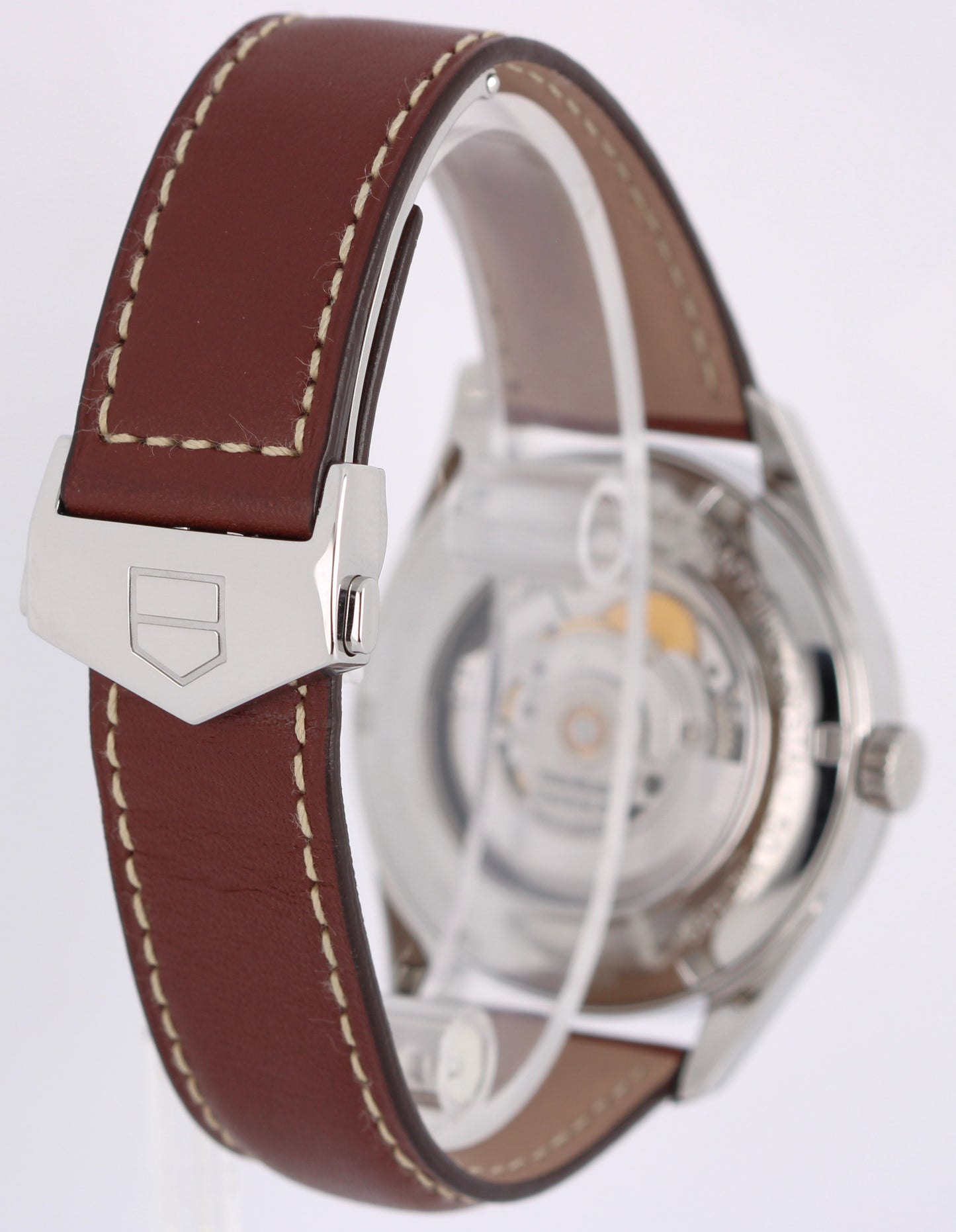 Tag Heuer Carrera Date Calibre 5 Steel Silver 38mm WV211A-2 Brown Leather Watch