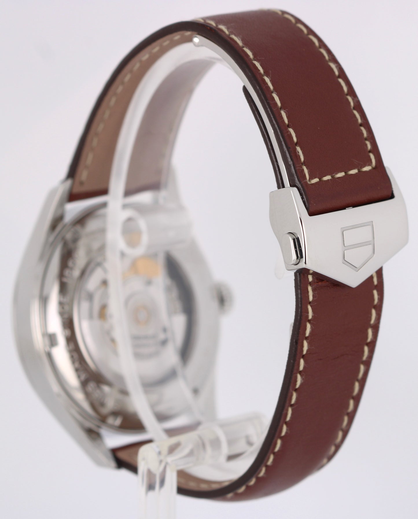 Tag Heuer Carrera Date Calibre 5 Steel Silver 38mm WV211A-2 Brown Leather Watch