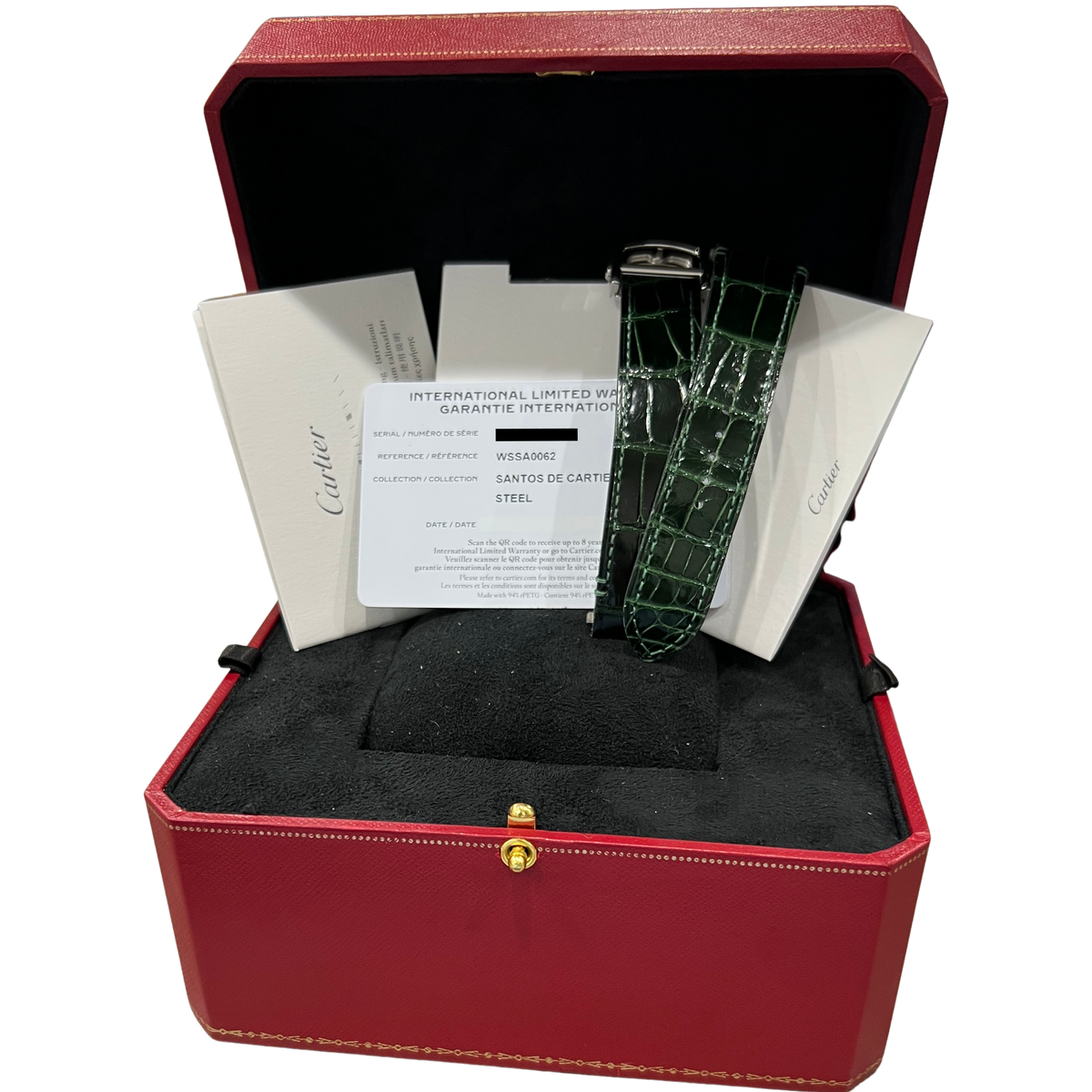 Cartier Santos de Cartier Large 4072 / WSSA0062 Green Steel 39.8mm Box Papers