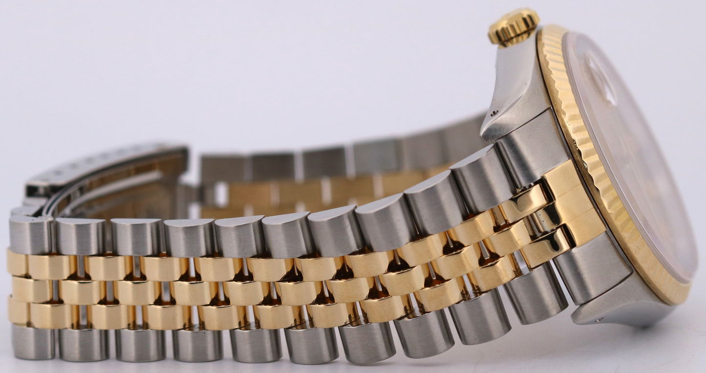 Rolex DateJust 36mm  CHAMPAGNE DIAMOND 18K Yellow Gold JUBILEE Steel 16233 Watch