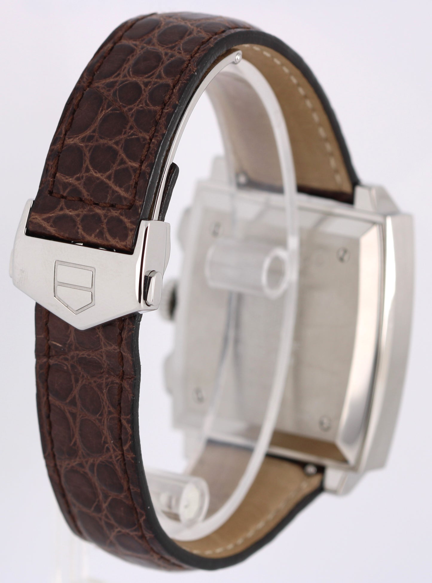 Tag Heuer Monaco SQUARE Stainless Steel Brown 38mm CW2114 Leather Watch