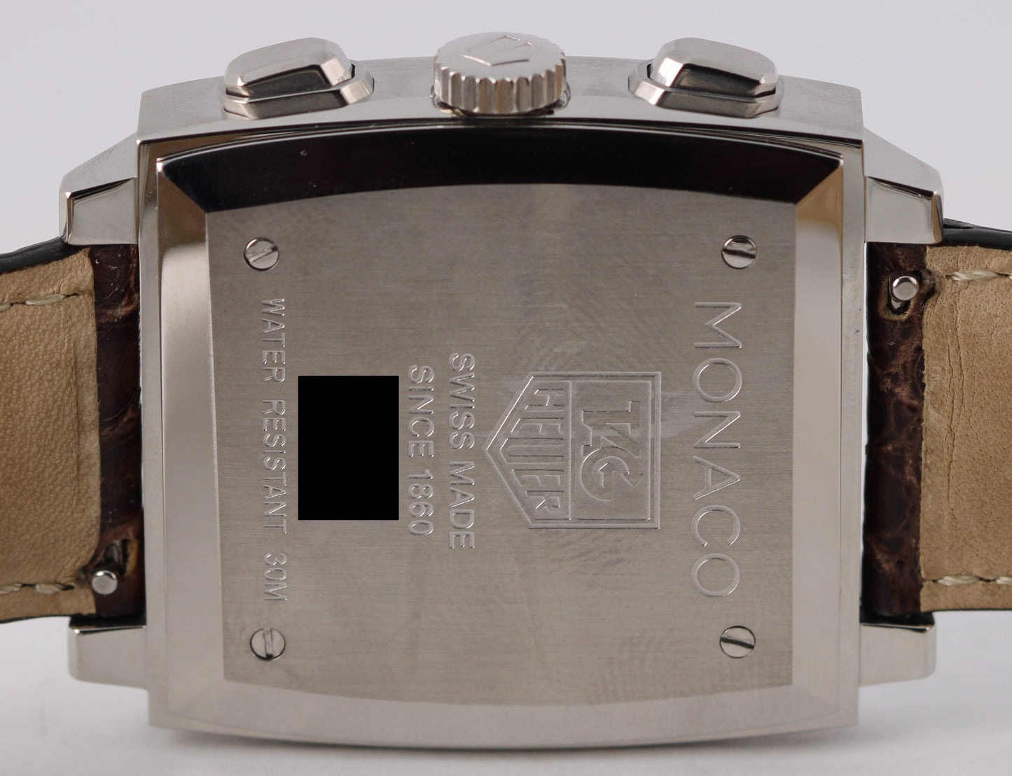 Tag Heuer Monaco SQUARE Stainless Steel Brown 38mm CW2114 Leather Watch