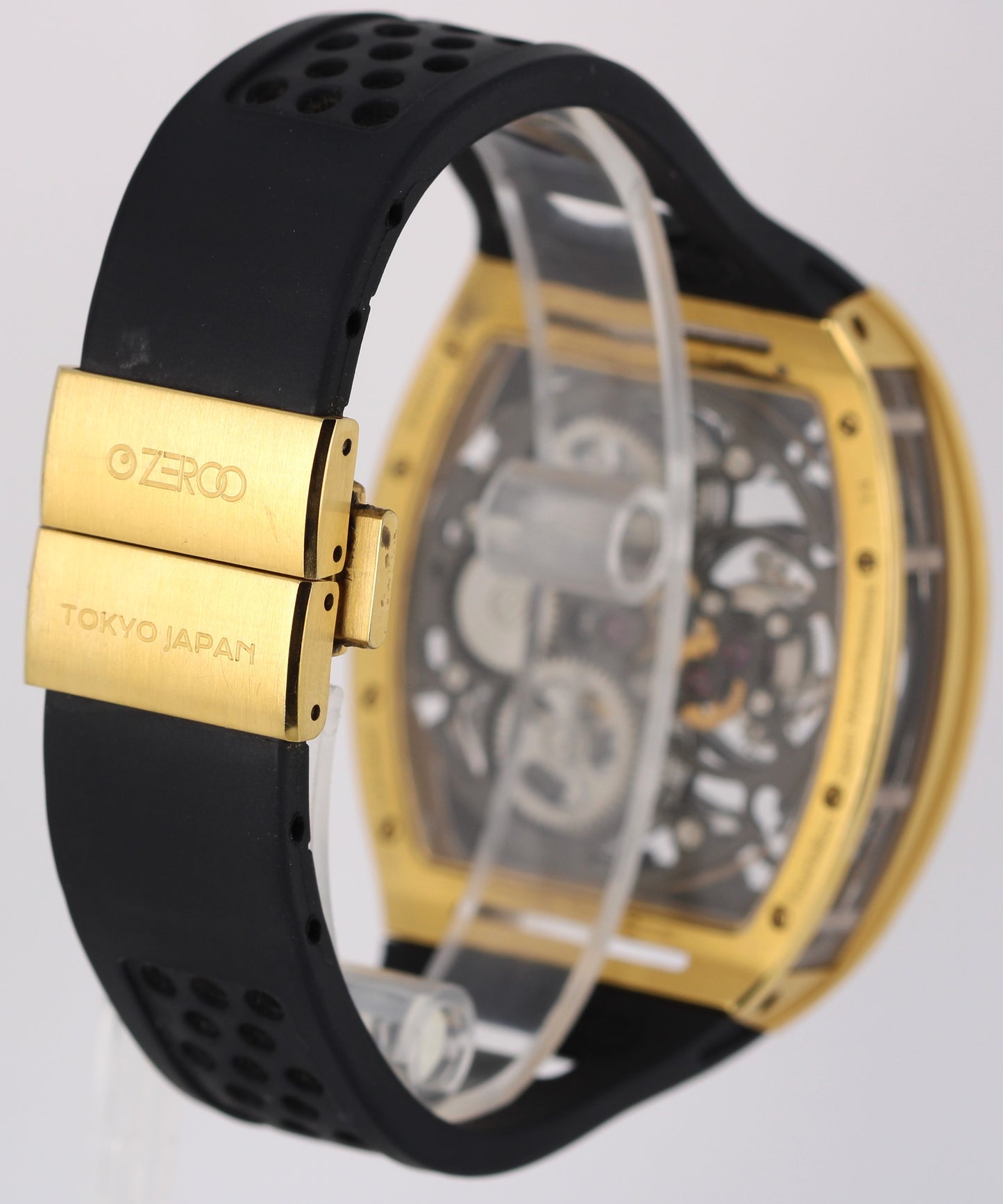 Zeroo Time T4 THE ARCHER Skeleton Tourbillon Gold Steel 41mm x 48mm Rubber Watch