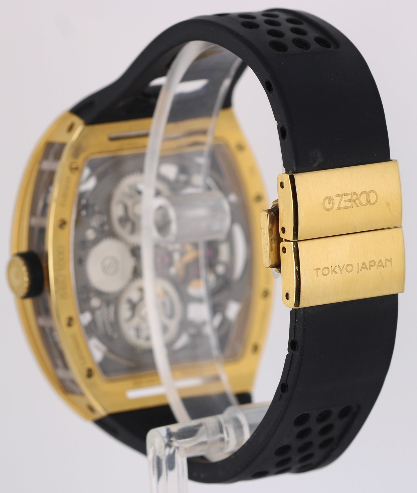 Zeroo Time T4 THE ARCHER Skeleton Tourbillon Gold Steel 41mm x 48mm Rubber Watch