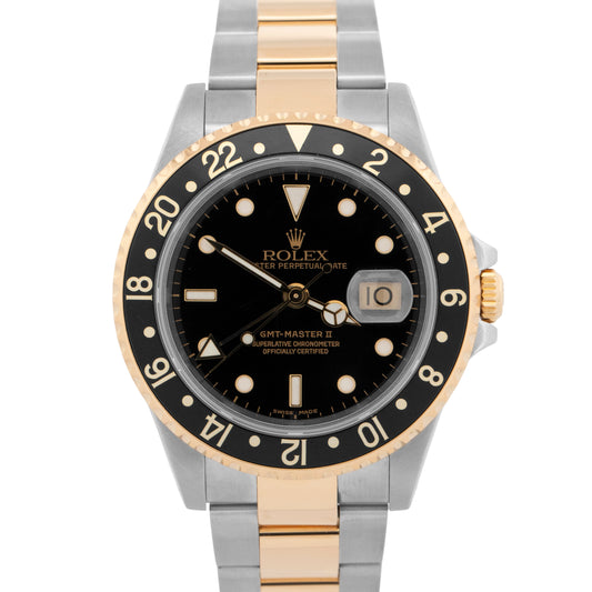 Rolex GMT-Master II BLACK 18K Yellow Gold Stainless Steel OYSTER 40mm 16713 BOX