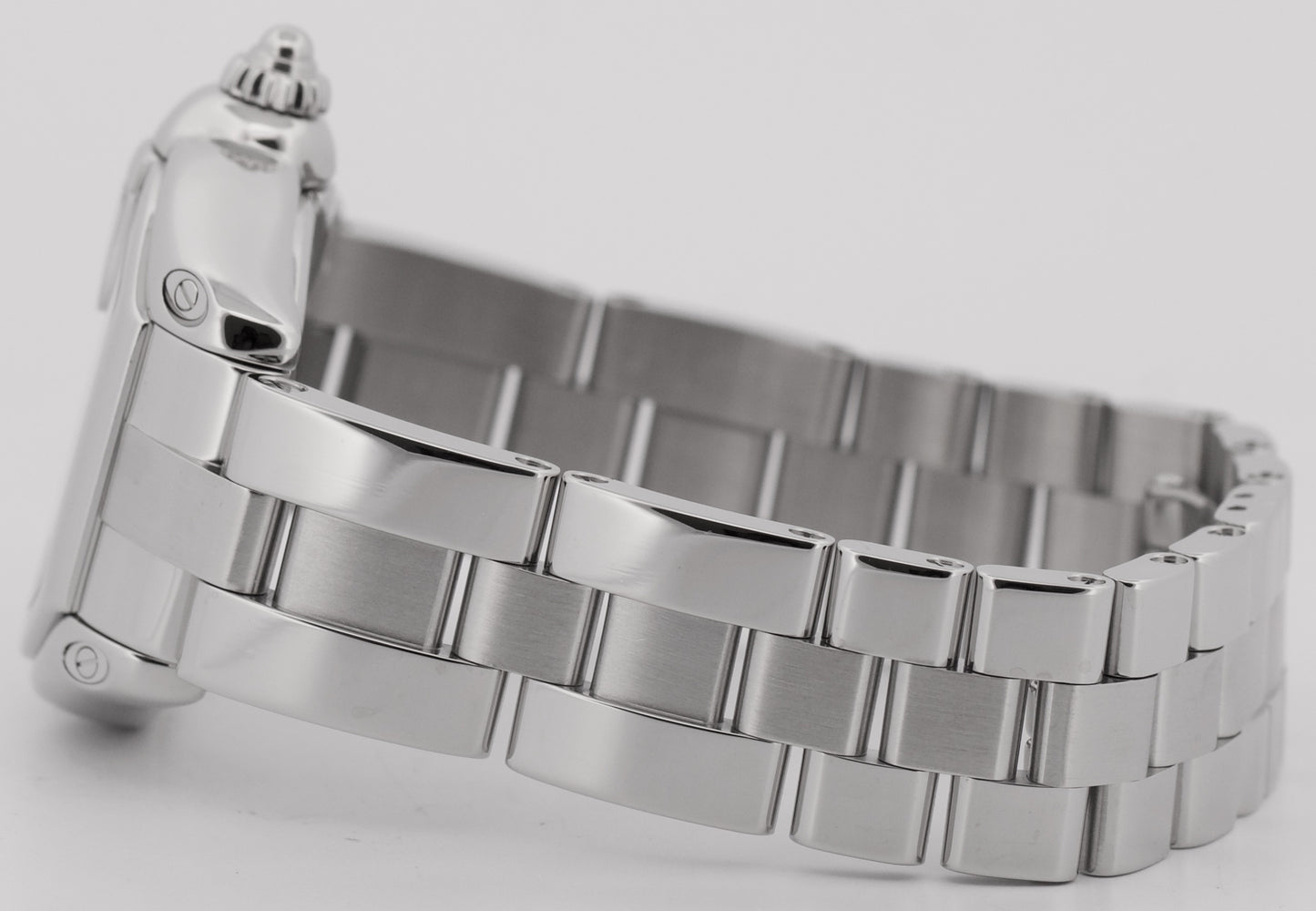 MINT Ladies Cartier Roadster SILVER Roman 2675 31mm Quartz Stainless Steel Watch