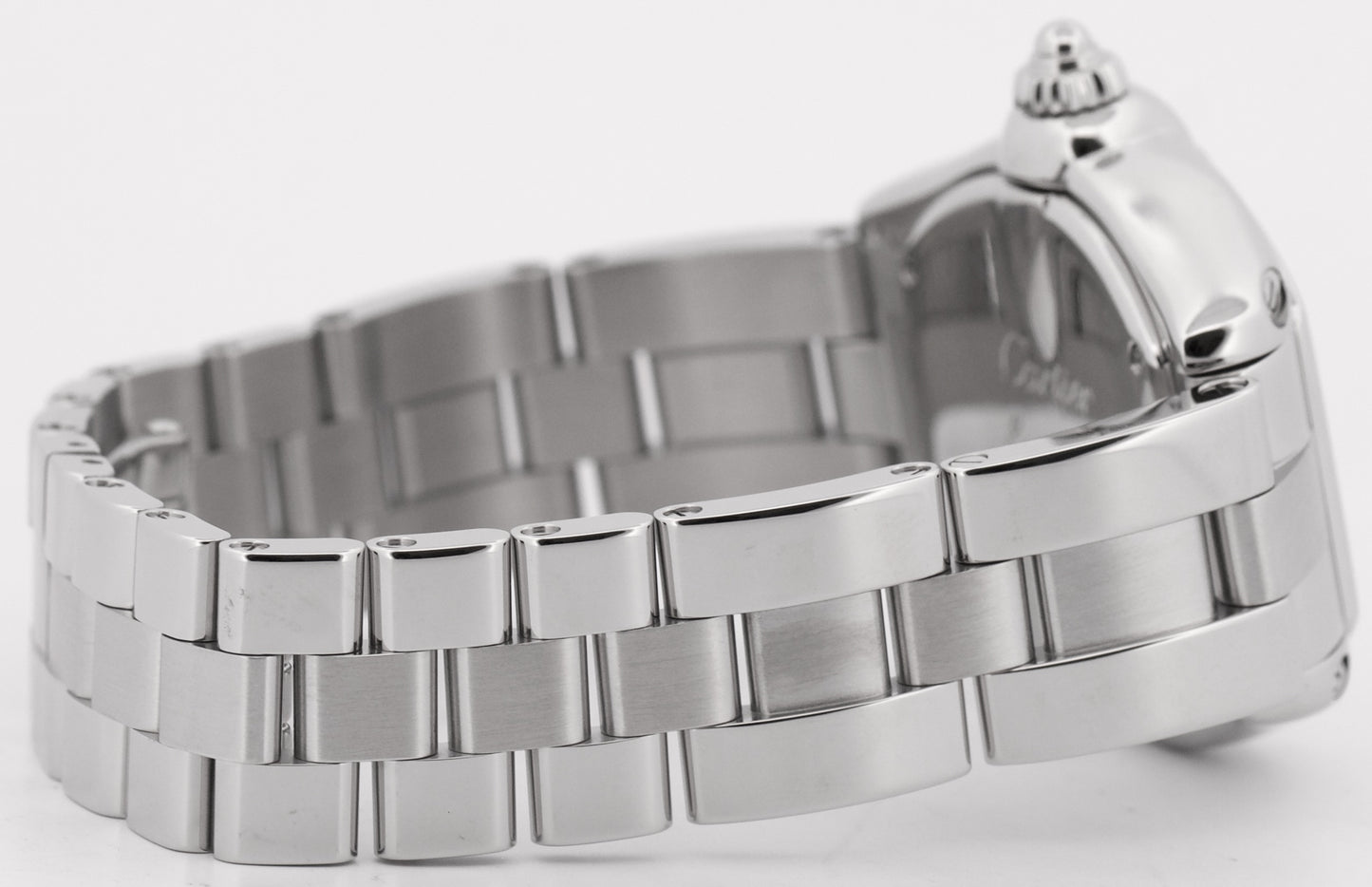 MINT Ladies Cartier Roadster SILVER Roman 2675 31mm Quartz Stainless Steel Watch