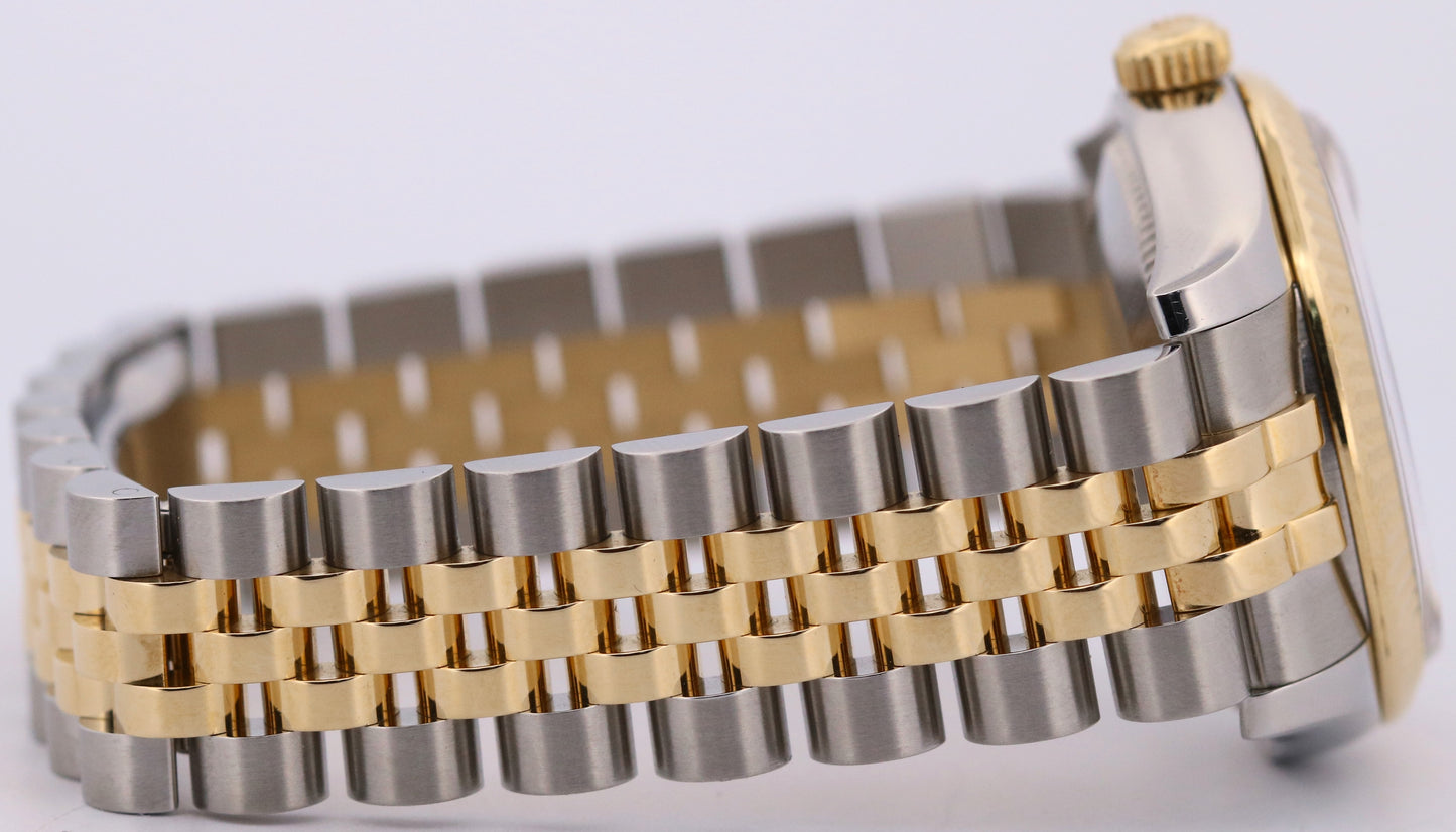 PAPERS Rolex DateJust FACTORY BLACK DIAMOND 18K Steel JUBILEE 31mm 178273 BOX