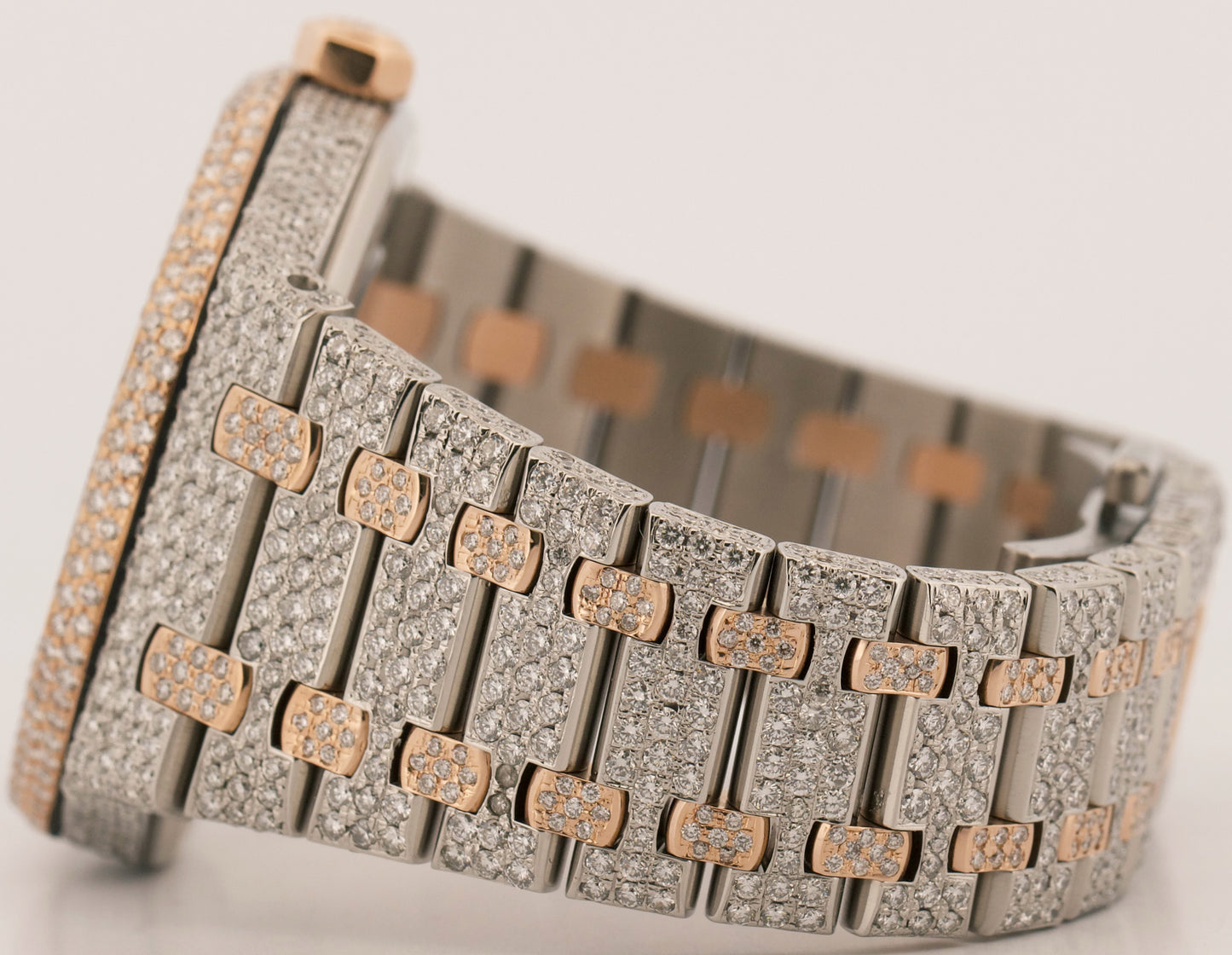Audemars Piguet Royal Oak PAVE DIAMOND BAGUETTE Steel 18K Rose Gold 41mm 15400SR