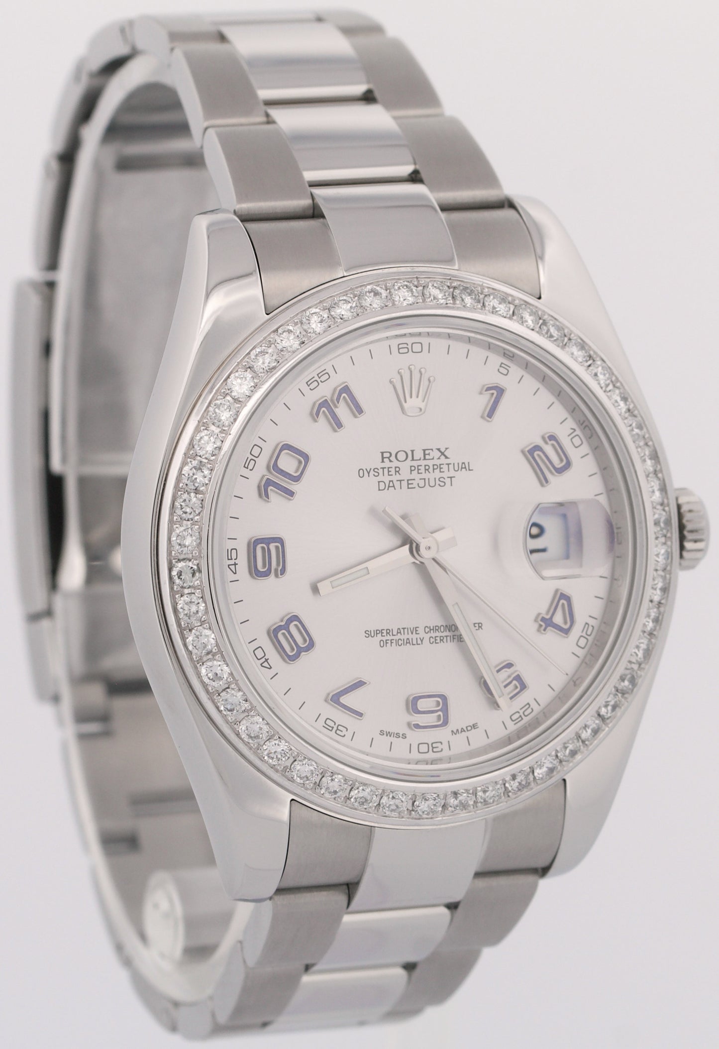 Rolex DateJust II SILVER DIAMOND Arabic Stainless Steel Oyster 41mm Watch 116334
