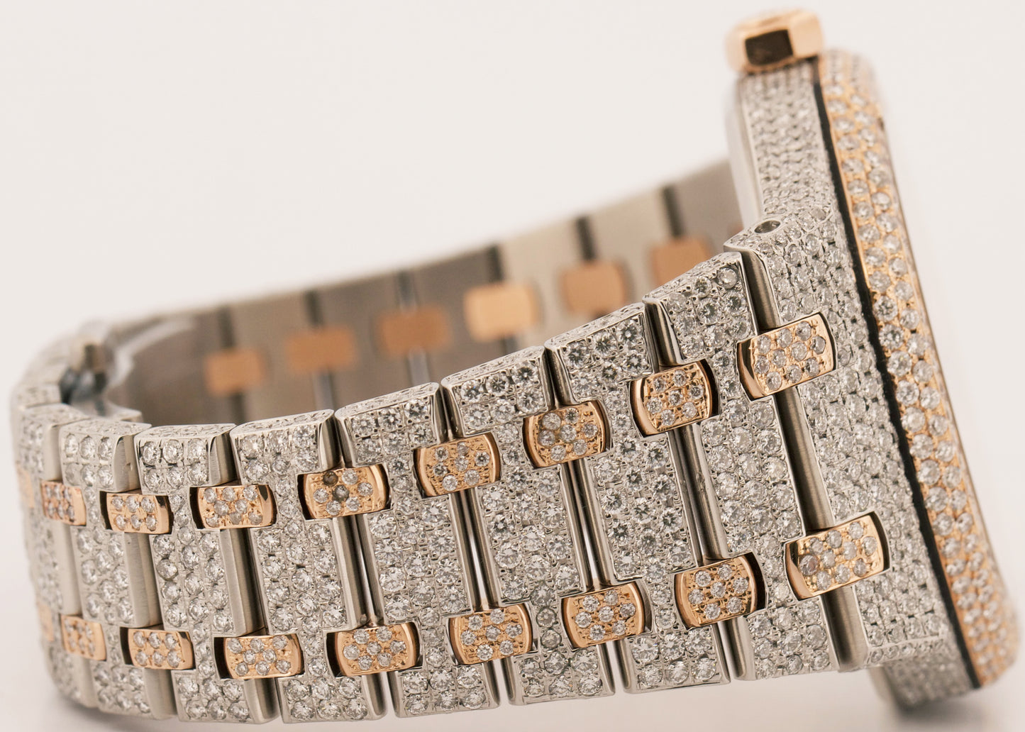 Audemars Piguet Royal Oak PAVE DIAMOND BAGUETTE Steel 18K Rose Gold 41mm 15400SR
