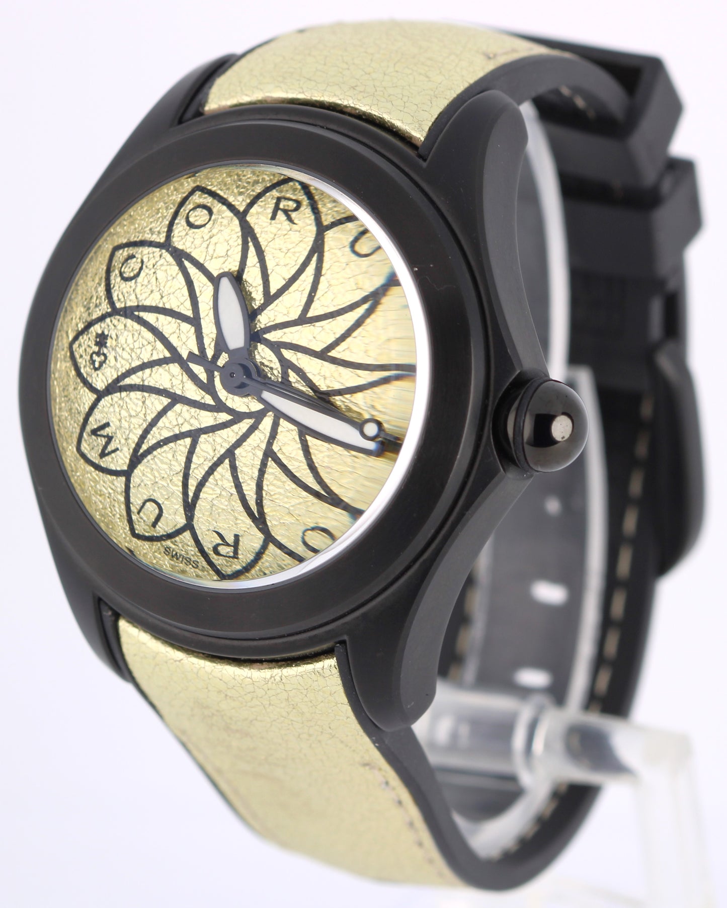 LIMITED EDITION Corum Bubble Art Black PVD Steel Gold Crackle 42mm 08.0010 Watch