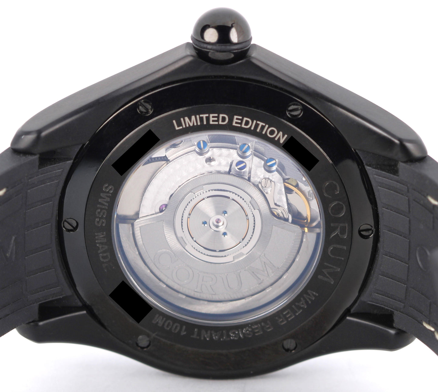 LIMITED EDITION Corum Bubble Art Black PVD Steel Gold Crackle 42mm 08.0010 Watch
