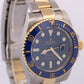 Rolex Submariner Date Ceramic BLUE 40mm 18K Yellow Gold Steel 116613 LB Watch