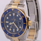 Rolex Submariner Date Ceramic BLUE 40mm 18K Yellow Gold Steel 116613 LB Watch