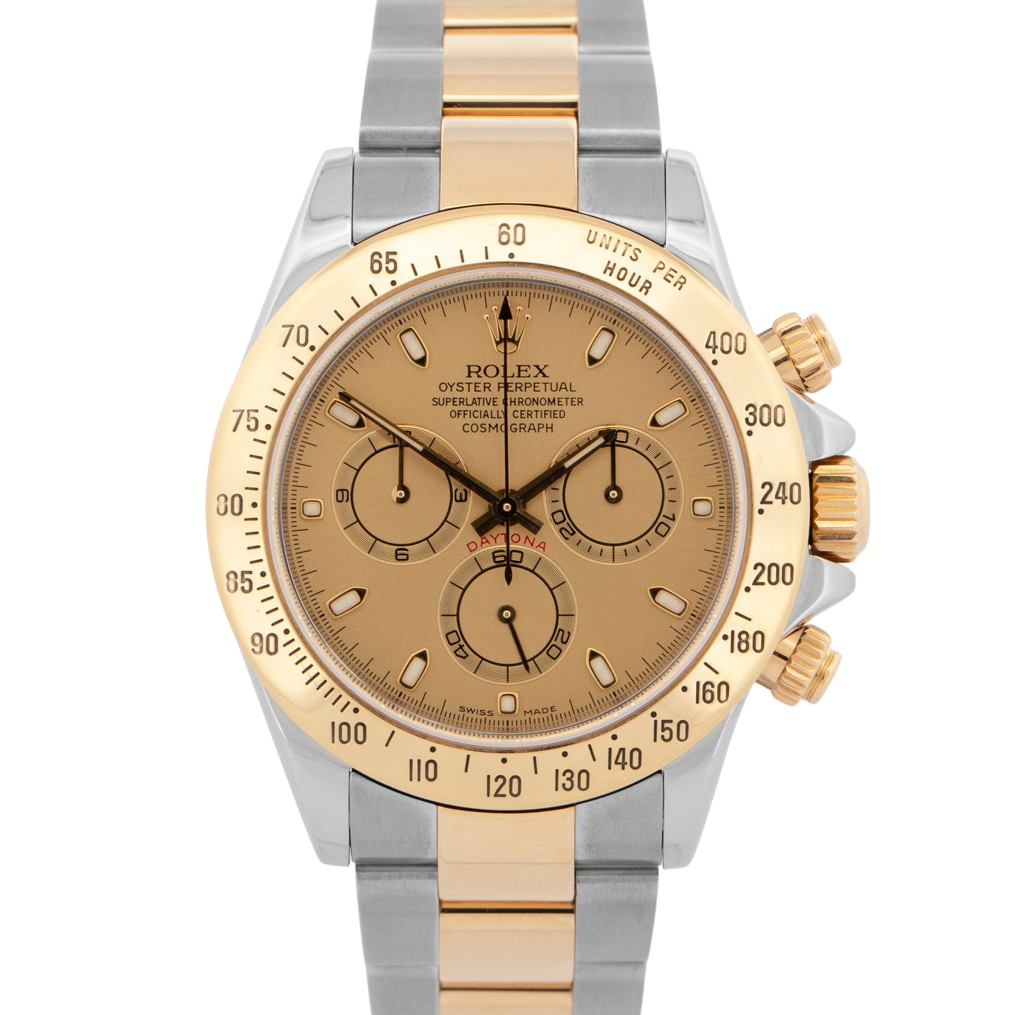 Rolex Daytona Cosmograph CHAMPAGNE 18K Yellow Gold Two-Tone Steel Watch 116523