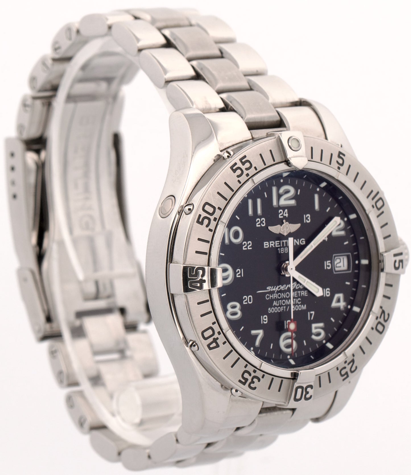 2004 PAPERS Breitling SuperOcean 42mm BLACK Steel Automatic A17360 Watch BOX