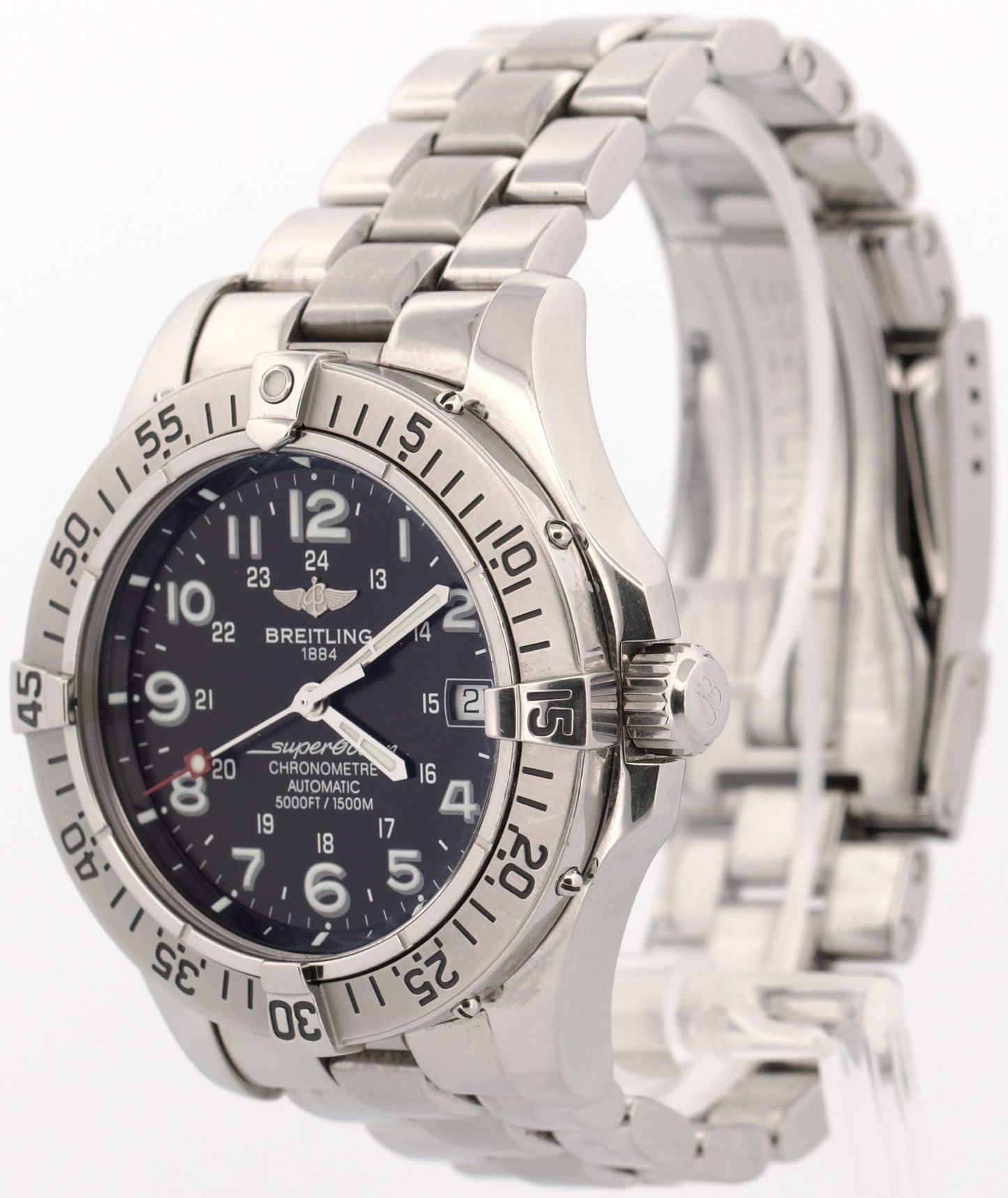 2004 PAPERS Breitling SuperOcean 42mm BLACK Steel Automatic A17360 Watch BOX