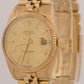 VINTAGE 1988 Rolex Oyster Perpetual Date 34mm CHAMPAGNE 14K Gold Fluted 15037