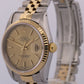 1993 Rolex DateJust 36mm CHAMPAGNE 18K Yellow Gold Stainless Steel JUBILEE 16233