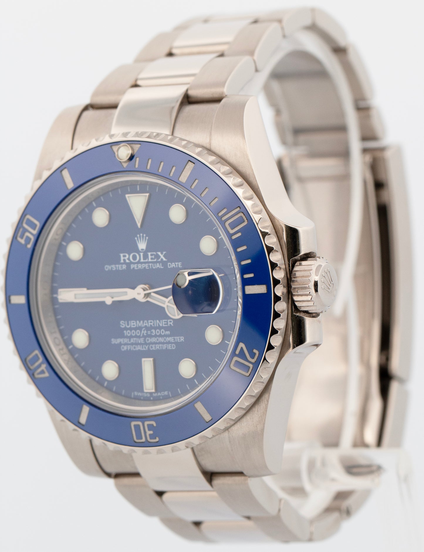 Rolex Submariner Date 18K White Gold SMURF Blue Ceramic 40mm 116619 LB Watch