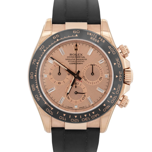 FACTORY BAGUETTE Rolex Daytona Cosmograph Oysterflex 18K ROSE Gold 40mm 116515