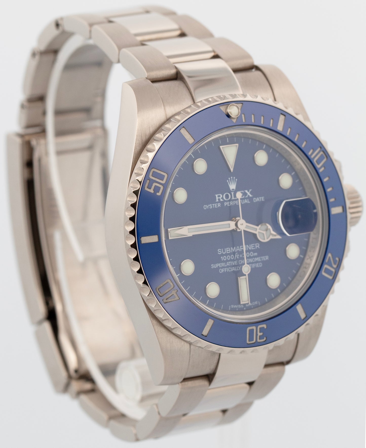 Rolex Submariner Date 18K White Gold SMURF Blue Ceramic 40mm 116619 LB Watch