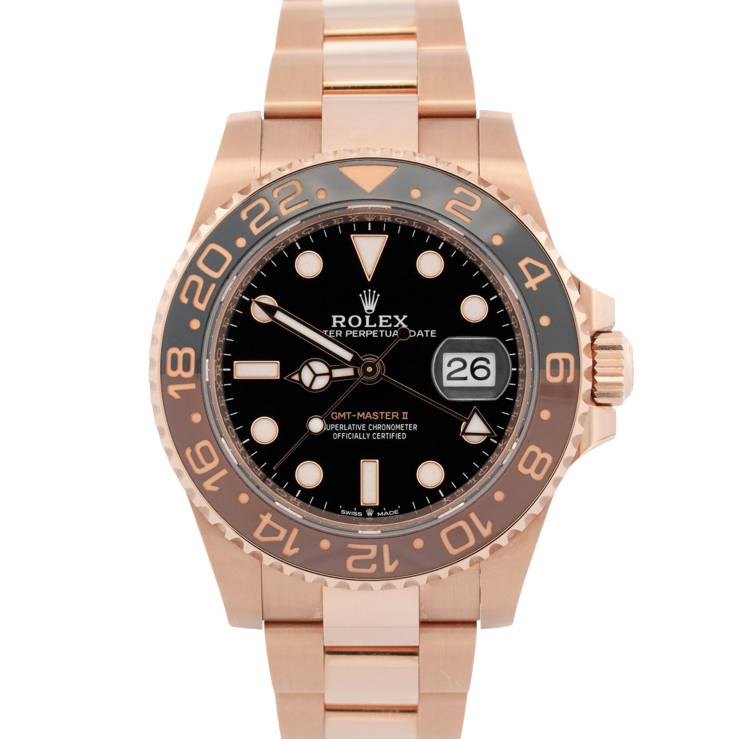2022 PAPERS Rolex GMT-Master II BLACK 18K Rose Gold 40mm 126715 CHNR Watch BOX