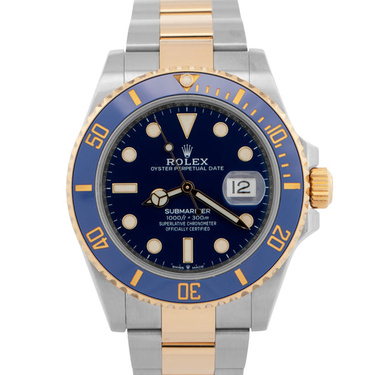 2021 PAPERS Rolex Submariner Date BLUE Two-Tone Gold 41mm 126613 LB Watch BOX