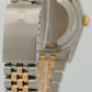 Rolex DateJust 36mm SILVER Two-Tone 18K Yellow Gold Steel Fluted JUBILEE 16233