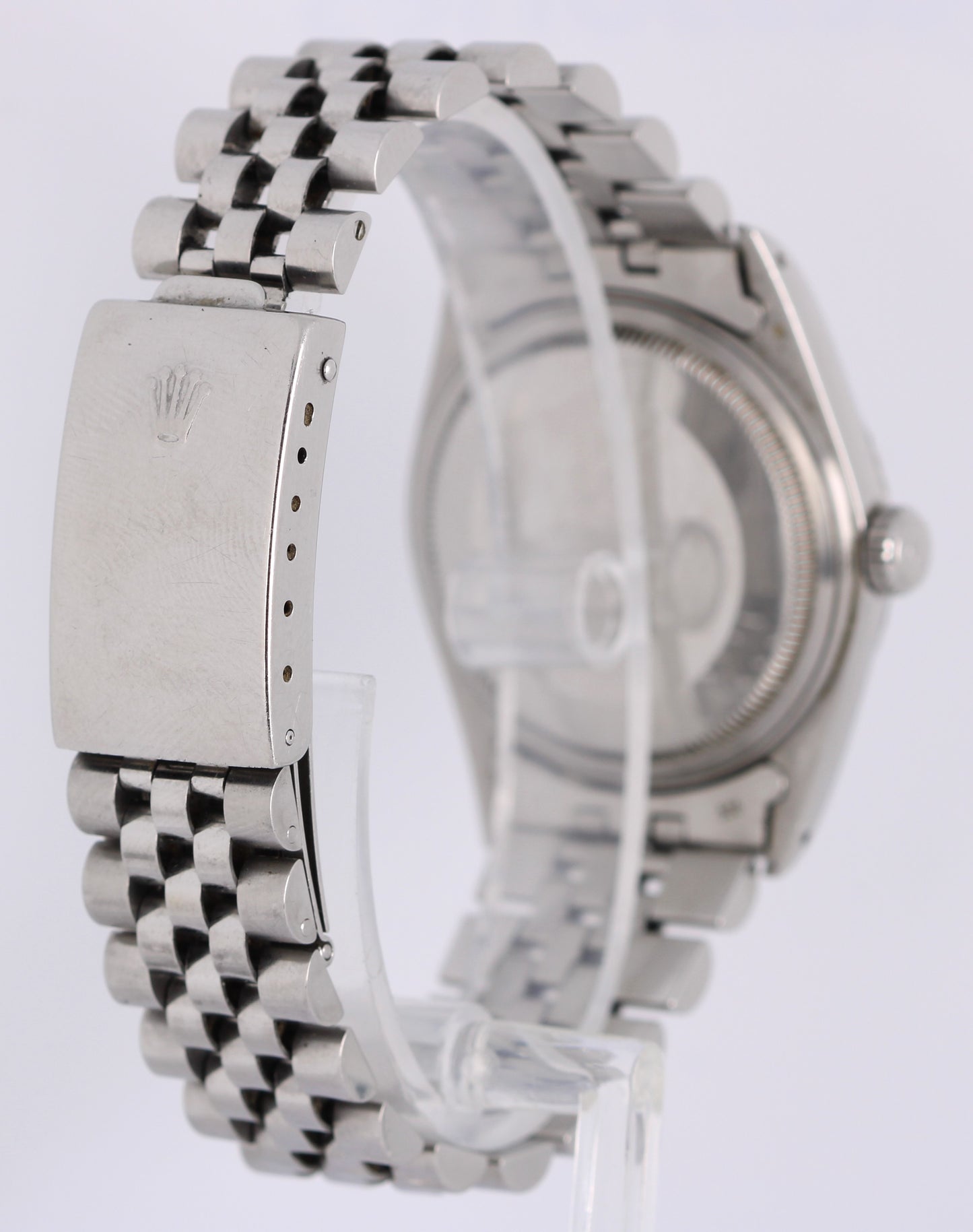 VINTAGE Rolex Datejust Stainless Steel Blue Pie Pan 36mm 1600 Jubilee Watch