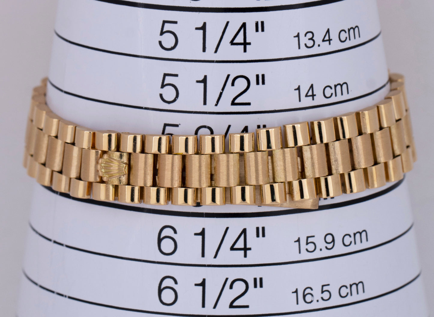Ladies Rolex DateJust President Bark 26mm Champagne Linen 18K Gold Watch 6917