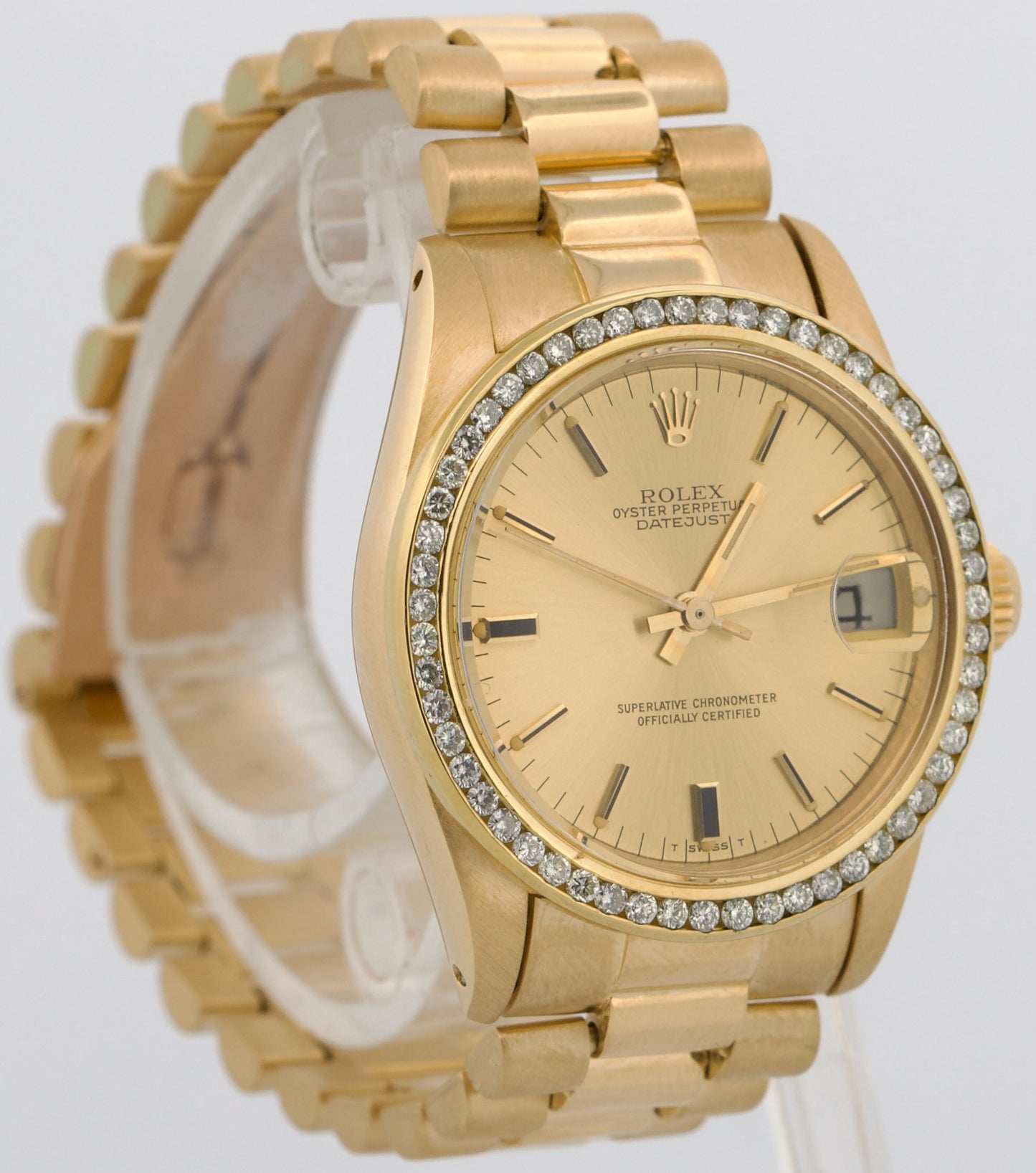 VINTAGE 1979 Ladies Rolex DateJust President CHAMPAGNE DIAMOND 31mm 18K 6827