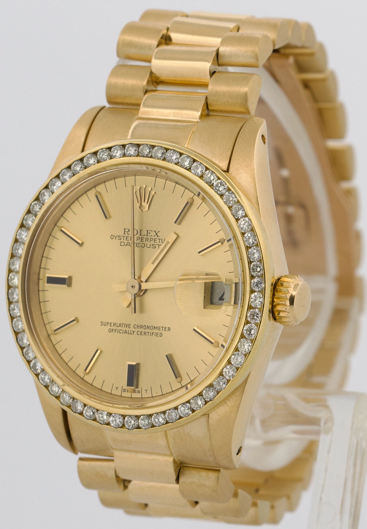 VINTAGE 1979 Ladies Rolex DateJust President CHAMPAGNE DIAMOND 31mm 18K 6827