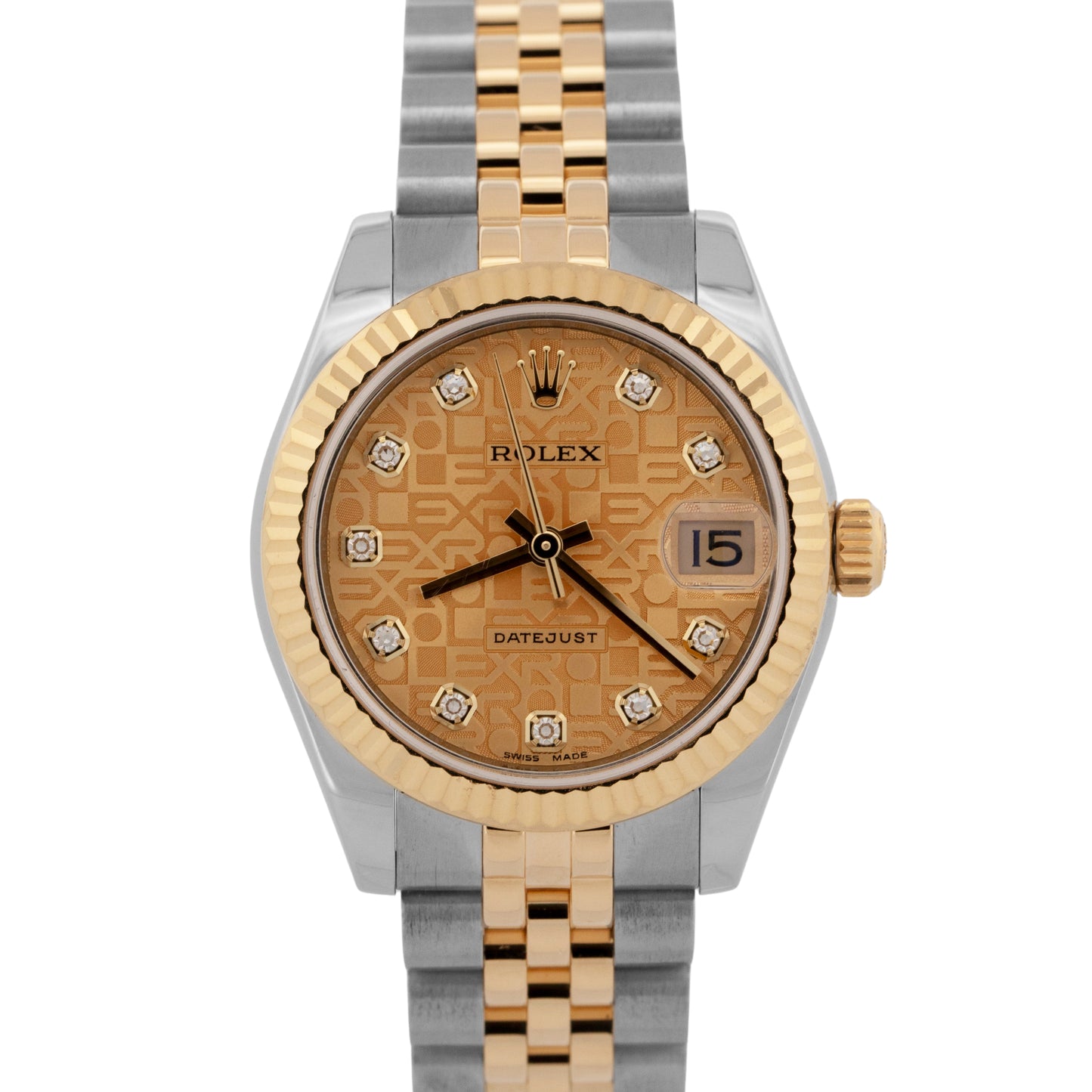 PAPERS Rolex DateJust CHAMPAGNE DIAMOND Jubilee Two-Tone 31mm 178273 Watch BOX