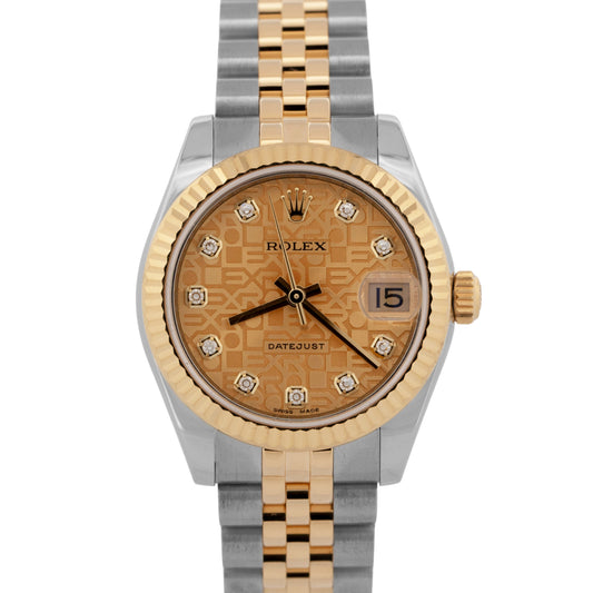 PAPERS Rolex DateJust CHAMPAGNE DIAMOND Jubilee Two-Tone 31mm 178273 Watch BOX