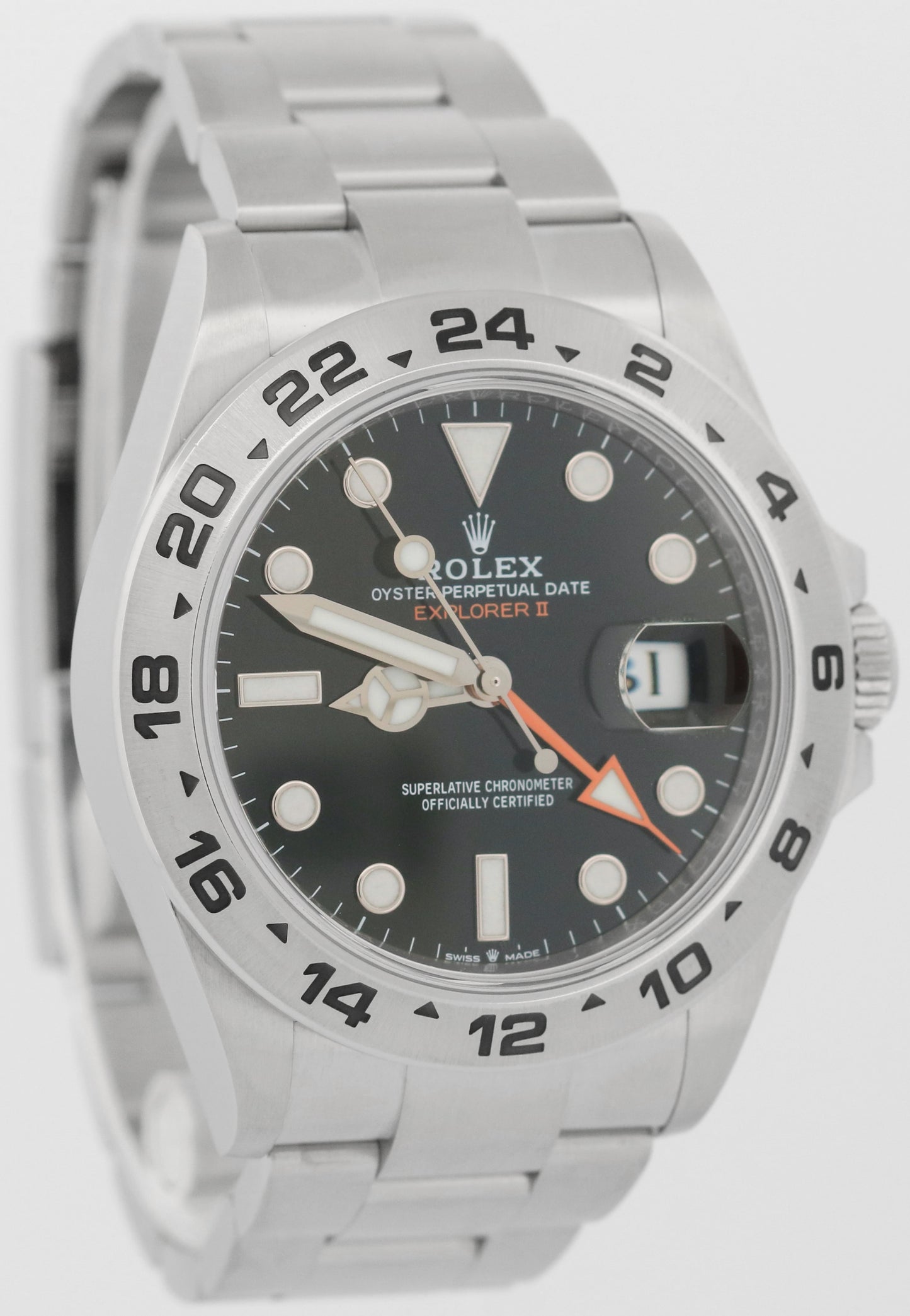 2022 Rolex Explorer II 42mm BLACK Orange Stainless Steel GMT Date 226570 BOX