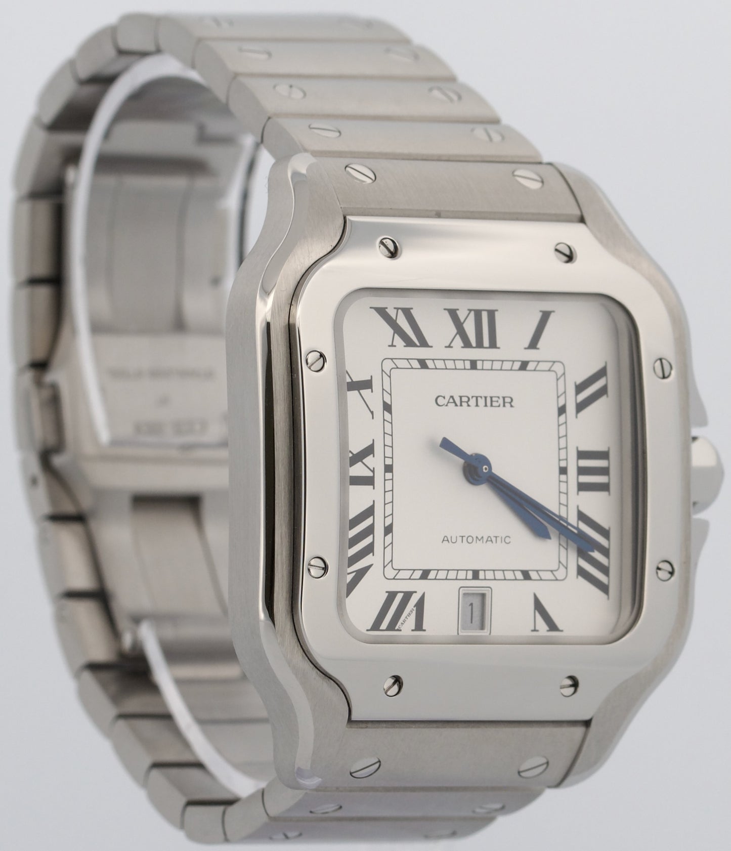 2022 PAPERS Cartier Santos 39.8mm WHITE ROMAN Stainless Steel 4072 WSSA0018 BOX