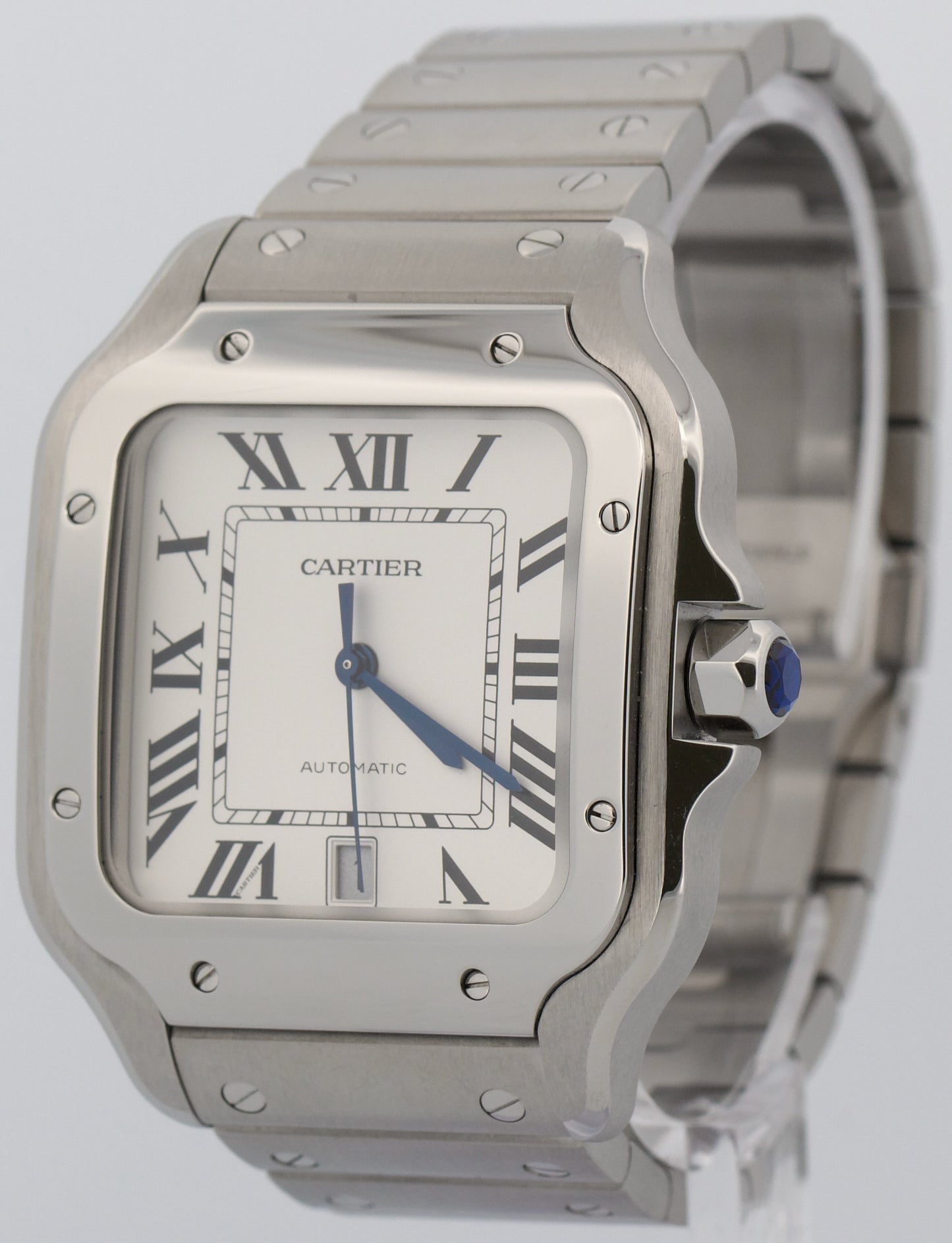 2022 PAPERS Cartier Santos 39.8mm WHITE ROMAN Stainless Steel 4072 WSSA0018 BOX