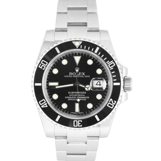 MINT 2012 Rolex Submariner PAPERS Steel Black 40mm Ceramic 116610LN Watch B+P