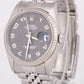 2023 SERVICE Rolex DateJust 36mm GRAY JUBILEE Fluted 18K Stainless Watch 16234