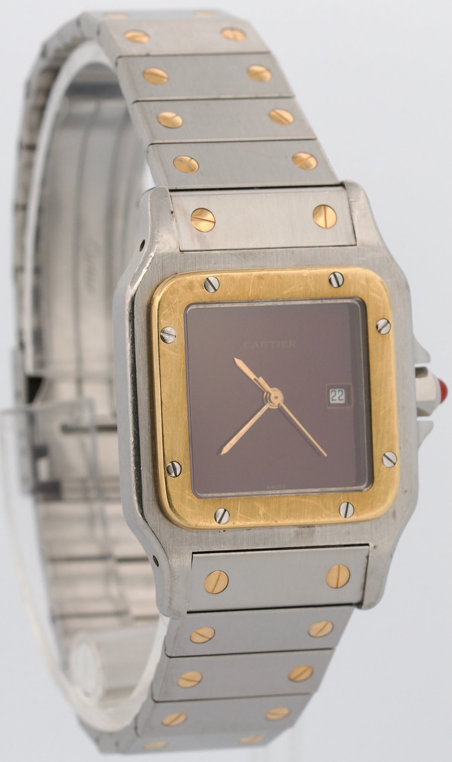 UNPOLISHED Cartier Santos Carree RED 18k Gold Steel Automatic 29mmX41mm 2961 BOX