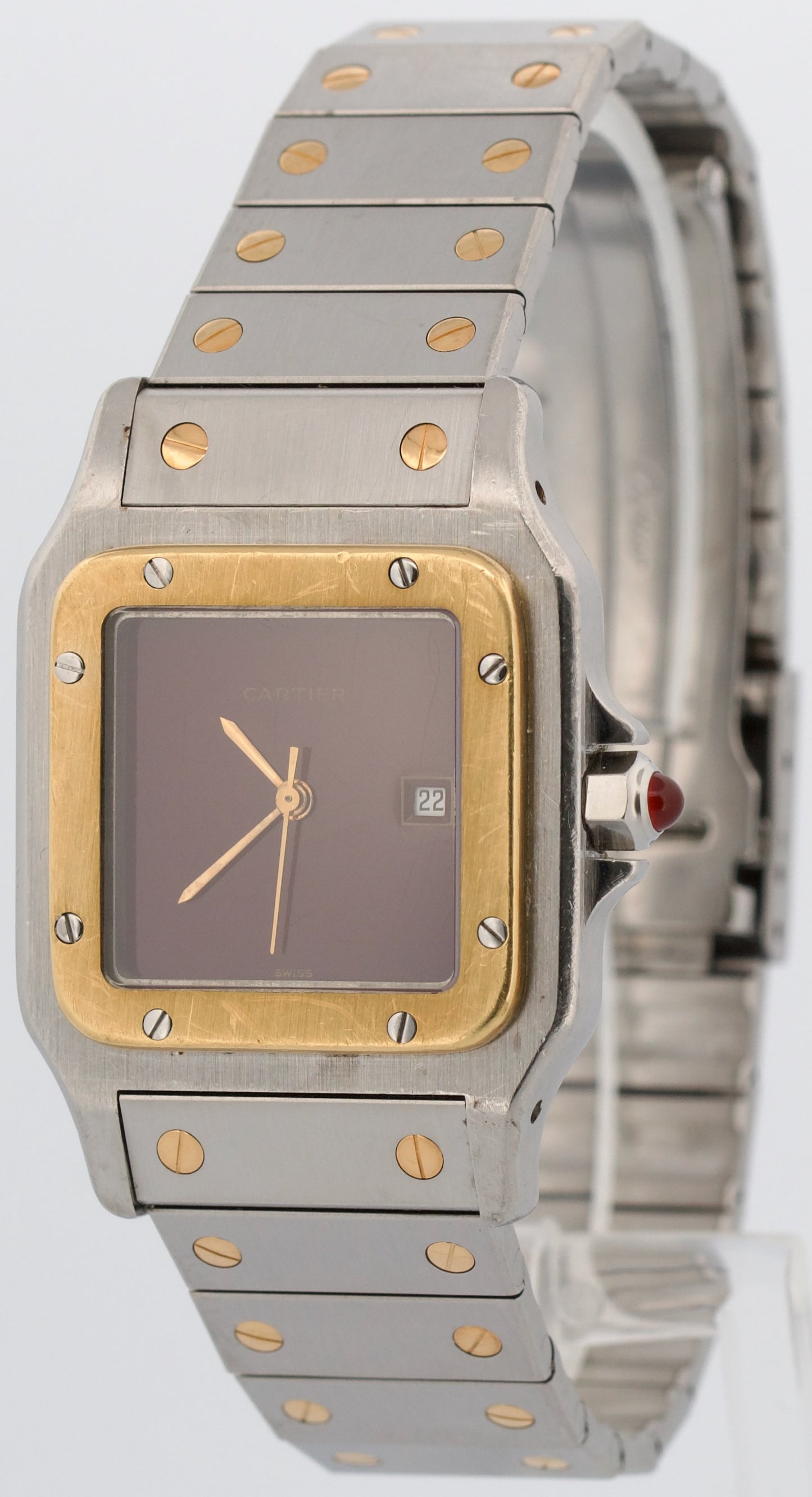 UNPOLISHED Cartier Santos Carree RED 18k Gold Steel Automatic 29mmX41mm 2961 BOX