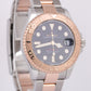 PAPERS Rolex Yacht-Master 37mm Two-Tone 18K Rose Gold BLACK Watch 268621 BOX